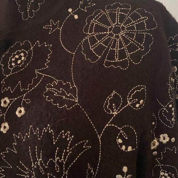 Cambridge Dry Goods brown wool jacket blazer coat embroidered size small - Picture 3 of 13